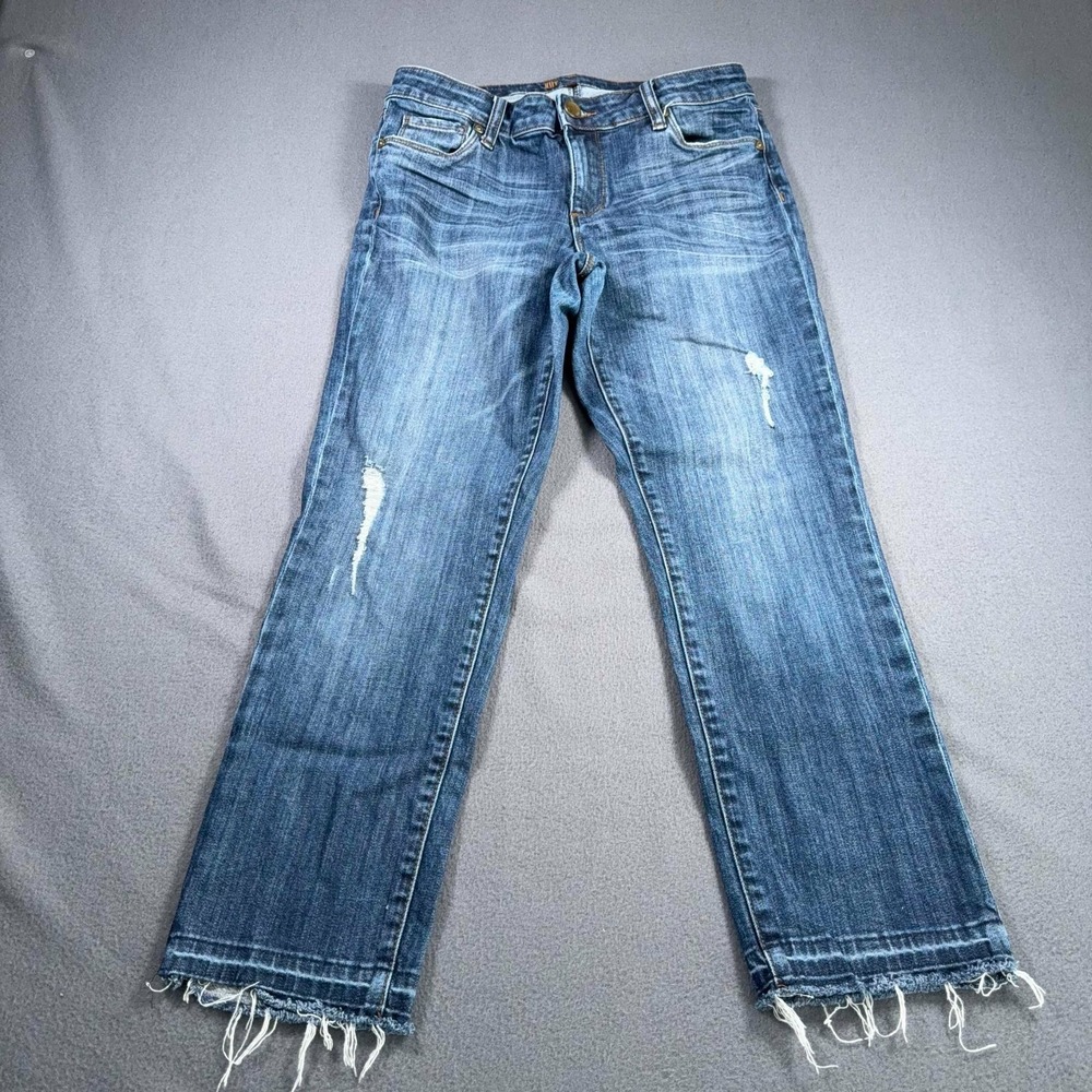 Kutâ From The Kloth Stretch Jeans Womens 6 Distressed Raw Hem Crop 30x26